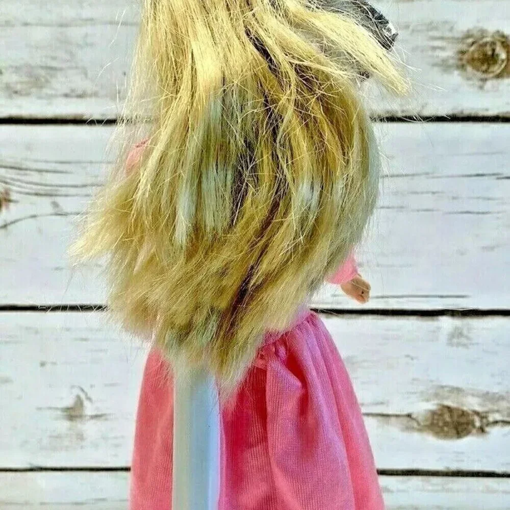 MATTEL BARBIE Blonde Hair Blue Eyes Pink Gray Long Dress 12